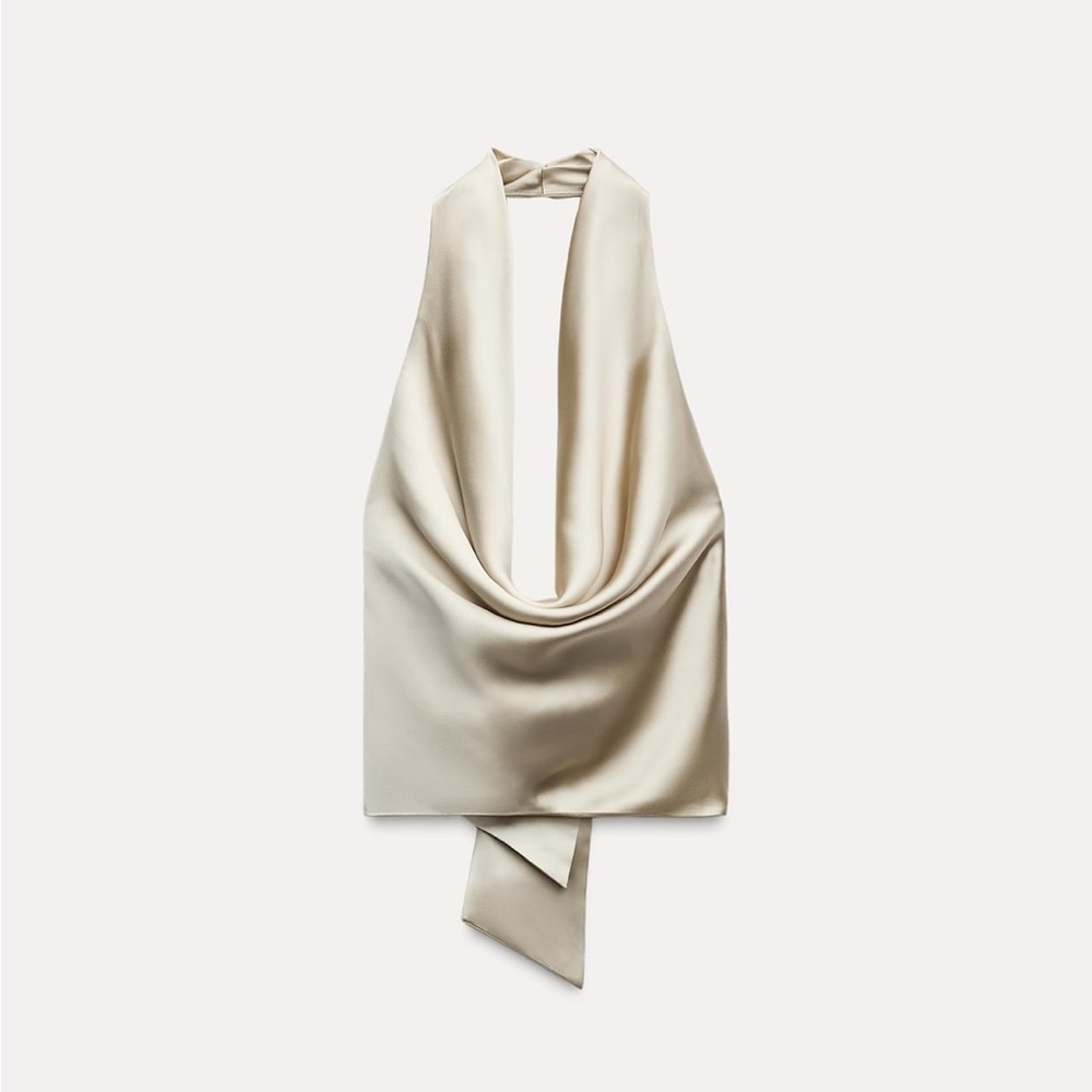 Draped Satin Effect Halter Top